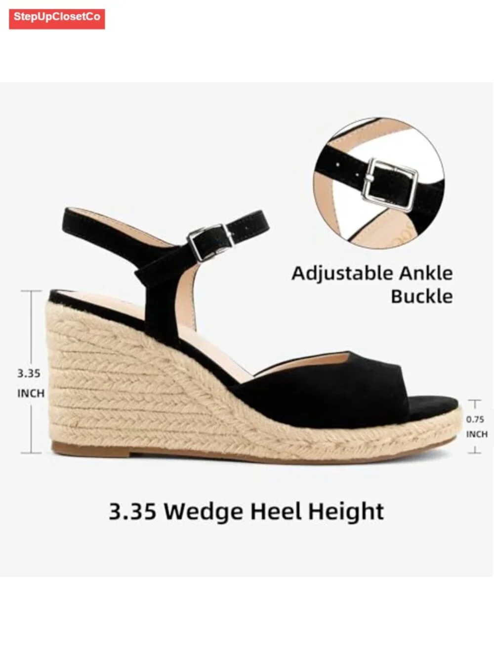Wedge Platform Sandals Braided Espadrilles Ankle Strap Open Toe Buckle Sandals